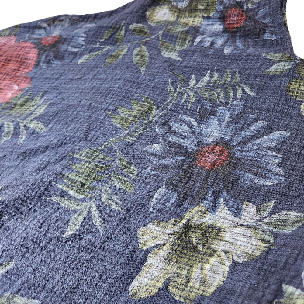 NWT Colette from La Maison One Size S/M/L Navy Floral Gauze Tiered Midi Dress - Picture 12 of 12